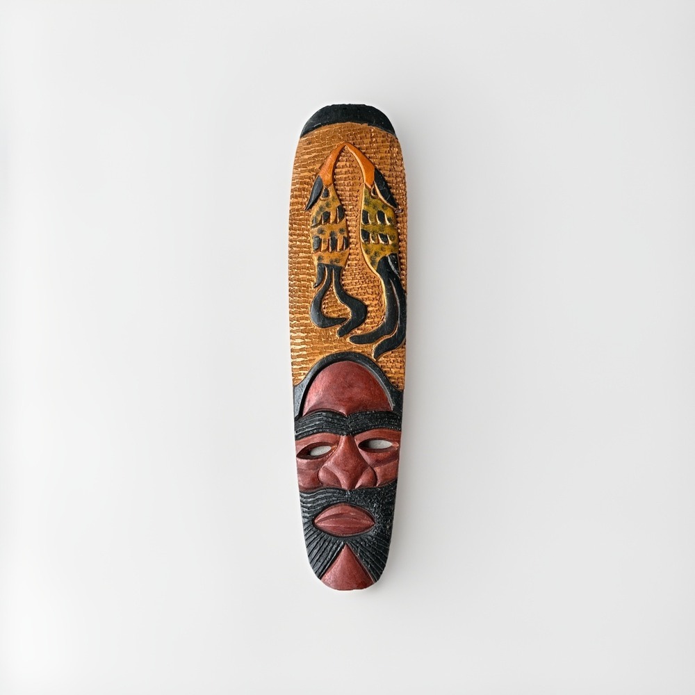 Large Vintage African Mask 25.5" Hand Carved Wood Ghana Tribal Wall‎ Hanging